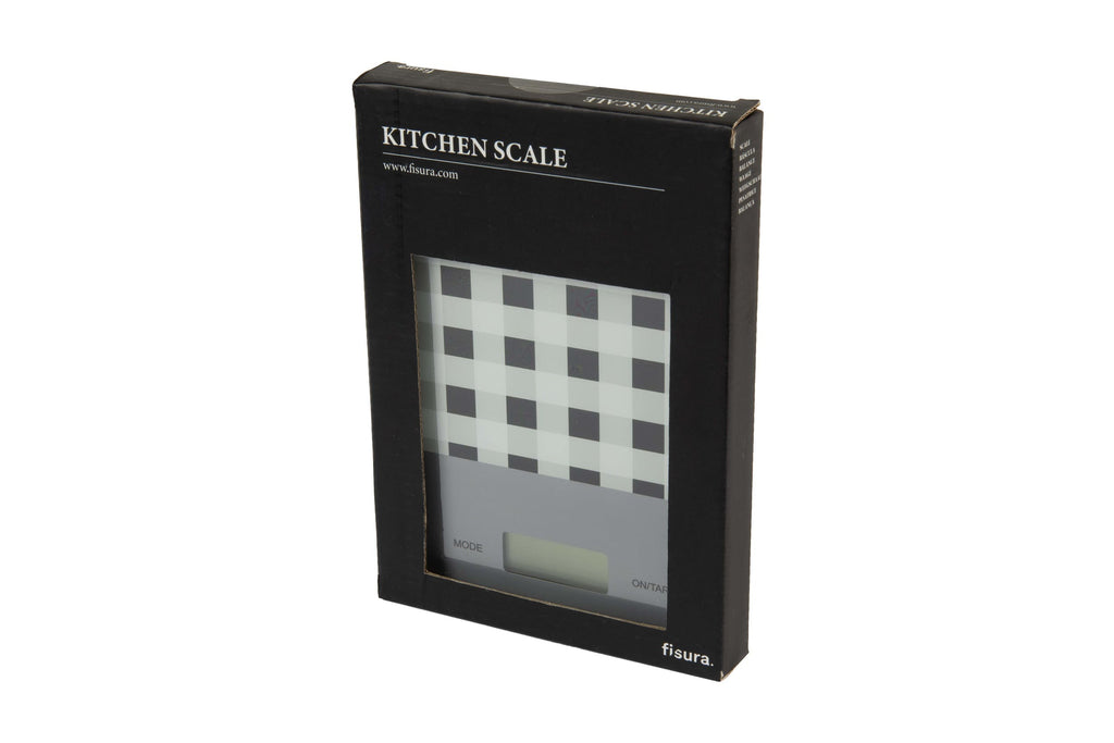Báscula digital de cocina con estampado vichy negro