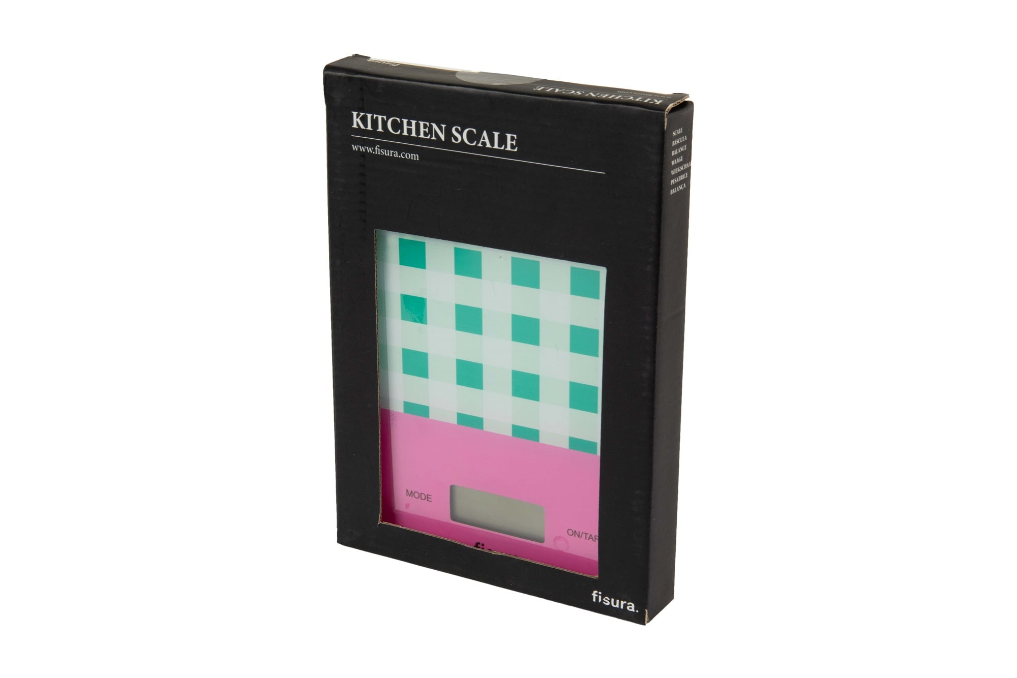 Báscula digital de cocina con estampado vichy verde 