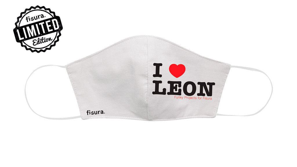 Mascarilla adulto "I Love Leon" Blanca. Testada en laboratorio. UNE0065