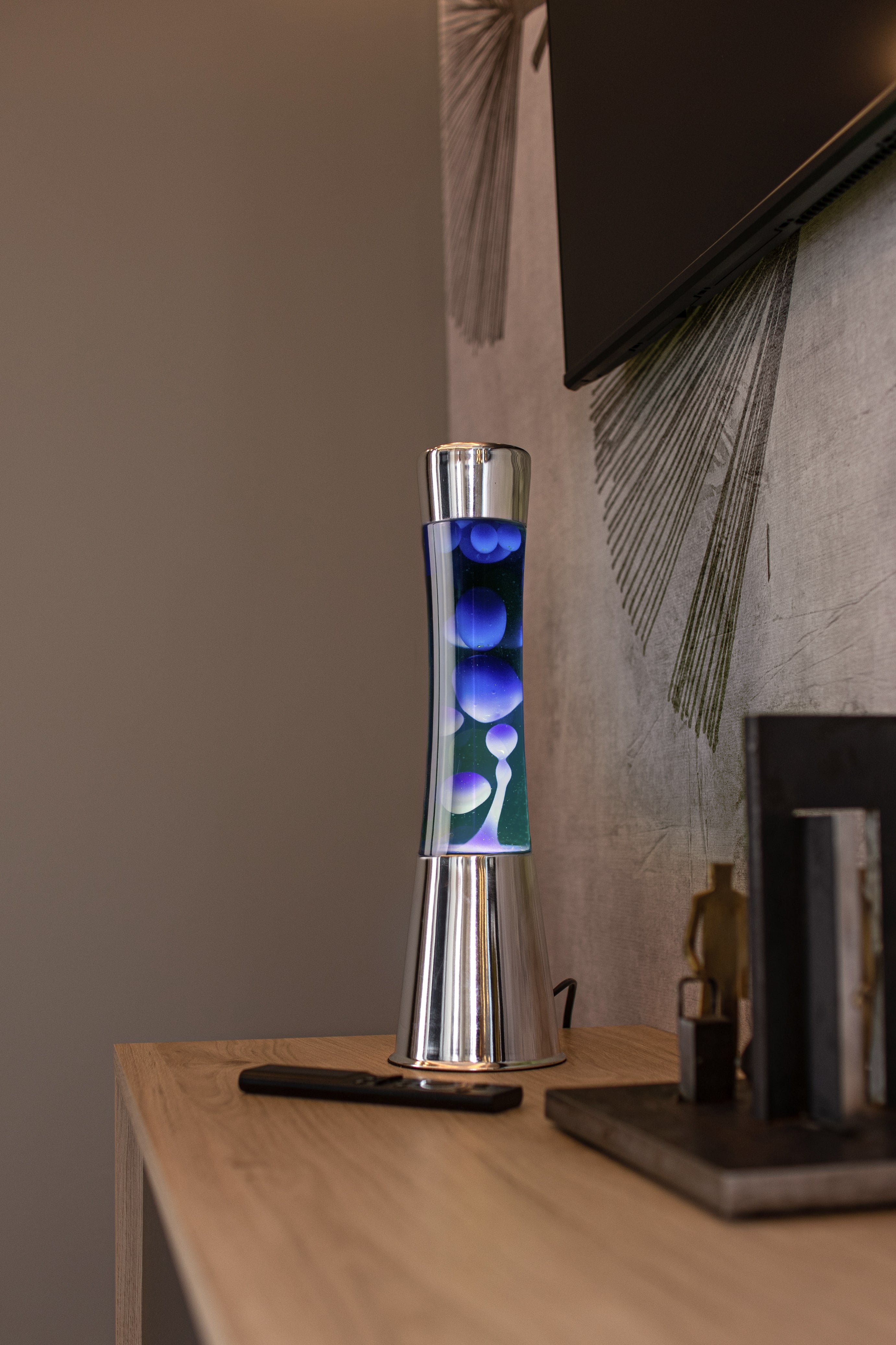 Lámpara de Lava - Cromo / Azul