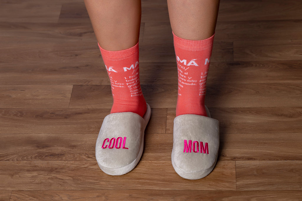 Par de calcetines chica “Mamá” rosa - Español 