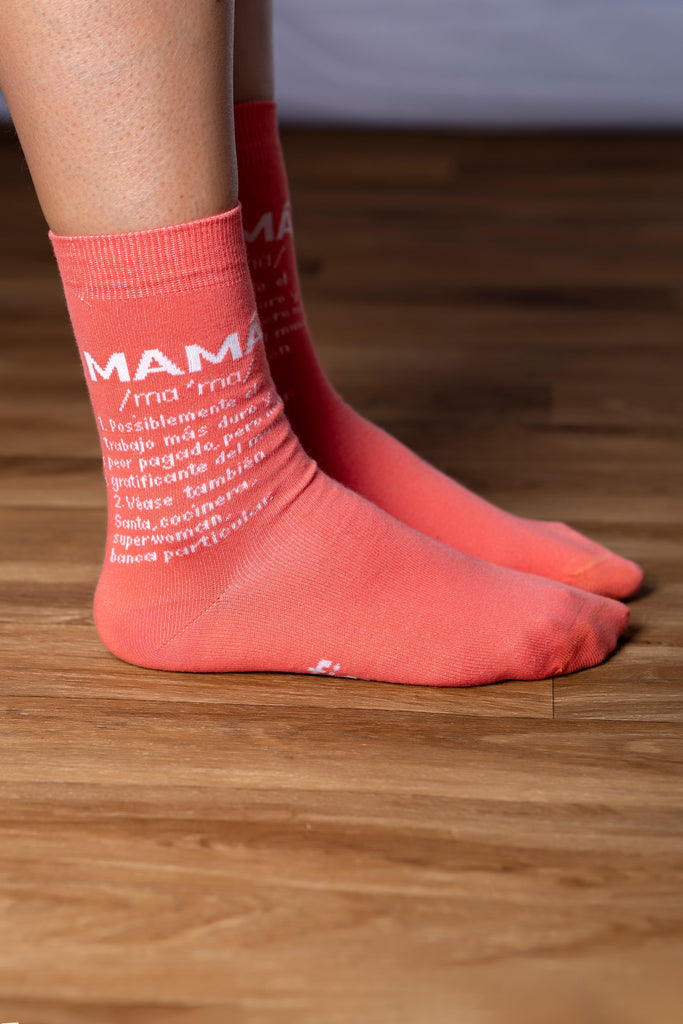 Par de calcetines chica “Mamá” rosa - Español 
