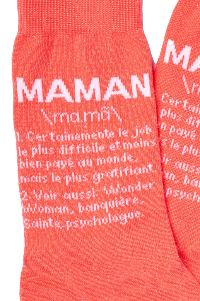 Par de calcetines chica “Maman” rosa - Francés