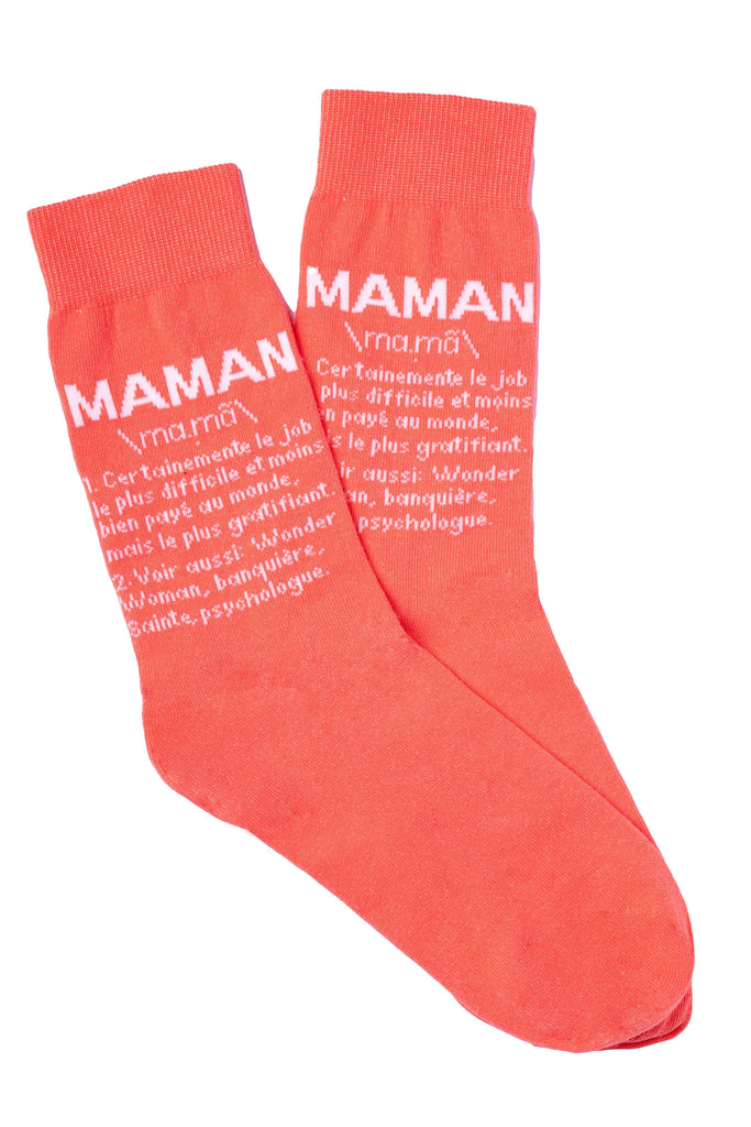 Par de calcetines chica “Maman” rosa - Francés